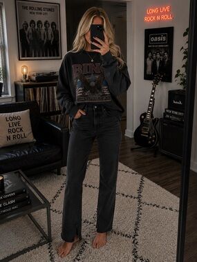 Abercrombie 90s Straight Jeans Black Ultra High Rise Women 27 Curve Love Chic